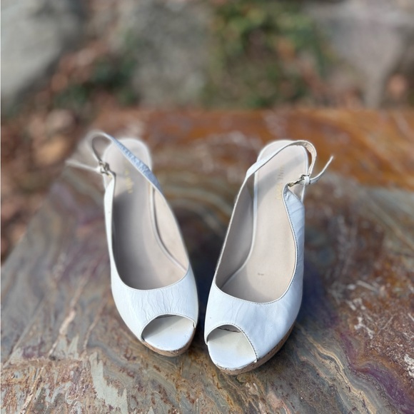 Nine West cork platform white slingback heels - Picture 6 of 6